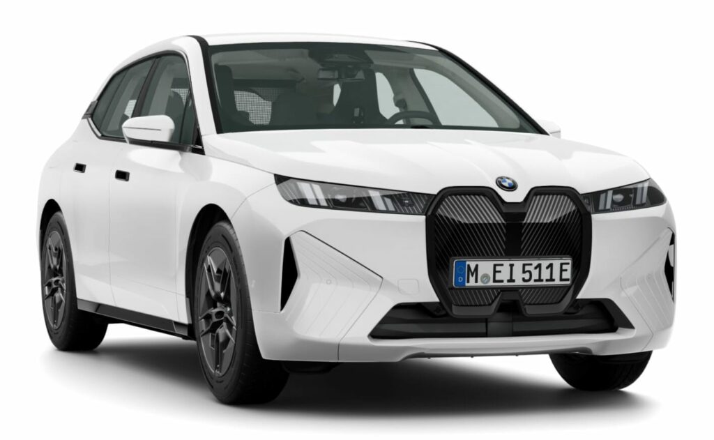 BMW iX xDrive45 in Alpinweiß uni mit 20" Aerodynamikräder 1002 Dunkelgrau matt Neuwagen (2026)