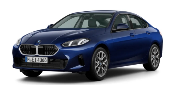 BMW 2er Gran Coupé in der Farbe Blau als Neuwagen in Frontansicht ohne Hintergrund