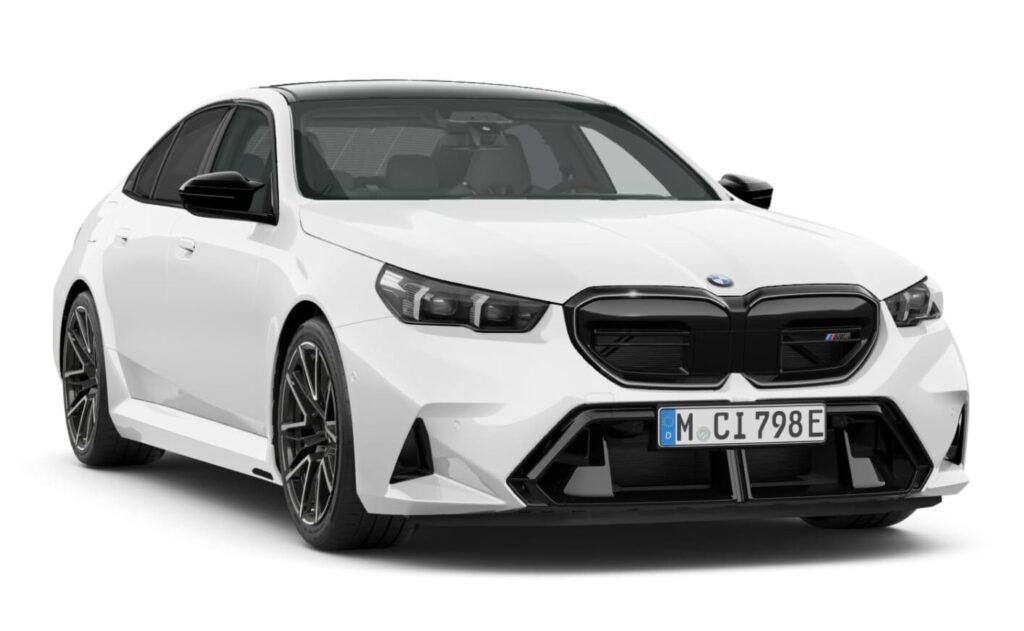 BMW M5 Limousine in Alpinweiß uni mit 20"/21" M LMR Doppelspeiche 951 M Bicolor Midnight Grey mit Mischbereifung Neuwagen (2026)
